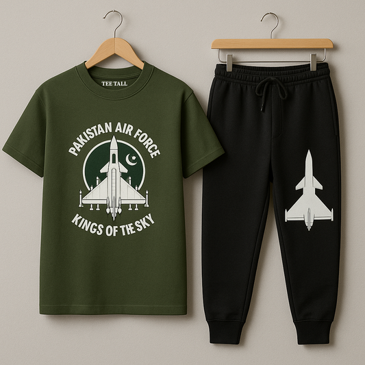 Mens Pants + T-Shirt Printed Set by Tee Tall - TTMPTPK1 - Green Black