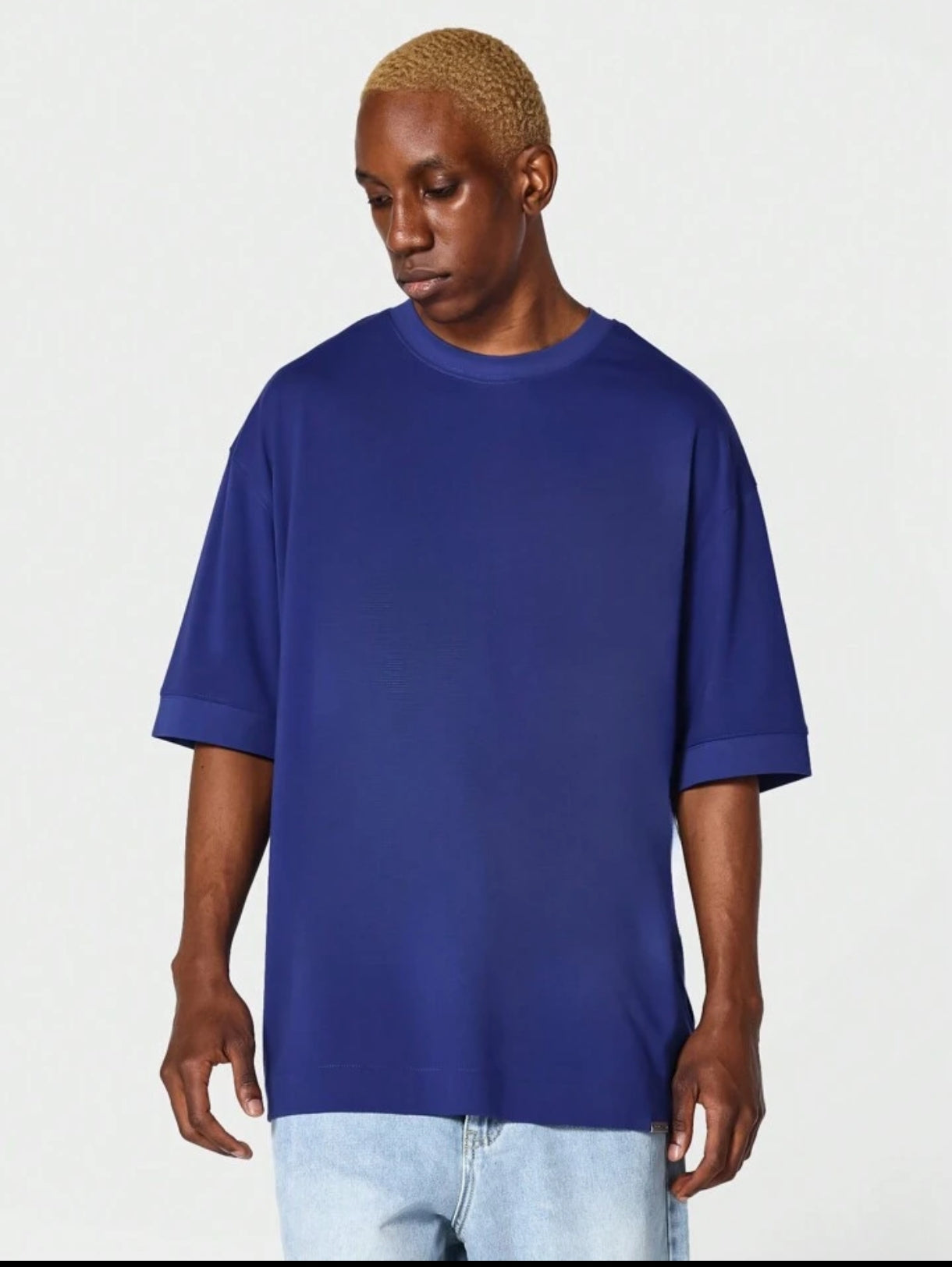 Mens Cotton Drop Shoulder Round Neck T-Shirt TTHSRNDST Royal Blue