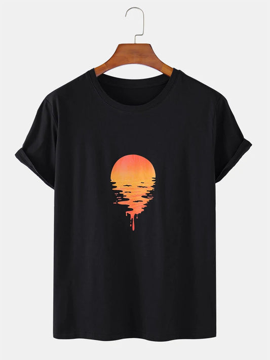 Mens Cotton Sticker Printed T-Shirt TTMPS48 - Black