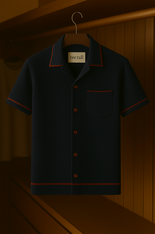 Mens Button Up Half Sleeve Shirt TTMBUS14 - Navy Blue