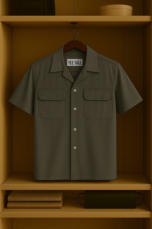 Mens Button Up Heavy Weight Half Sleeve Shirt TTMBUS4 - Grey