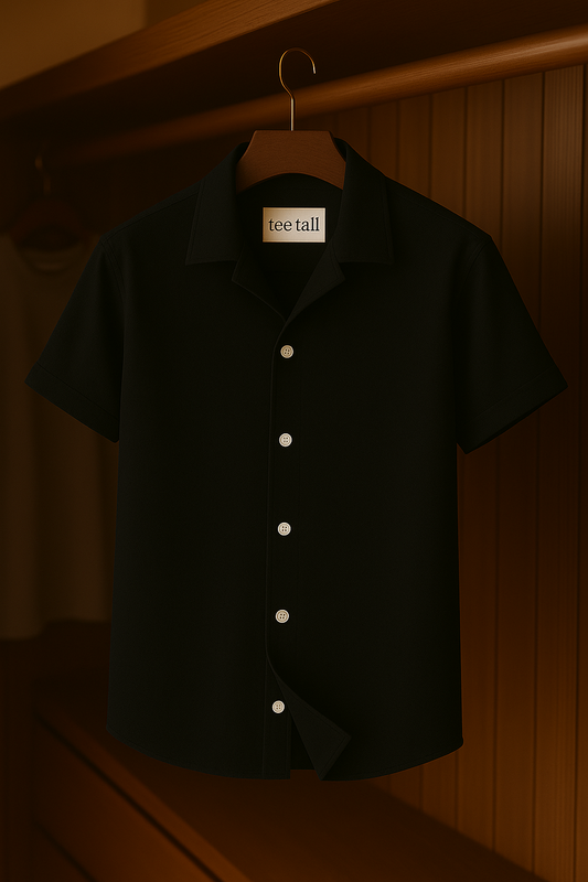 Mens Button Up Half Sleeve Shirt TTMBUS3 - Black