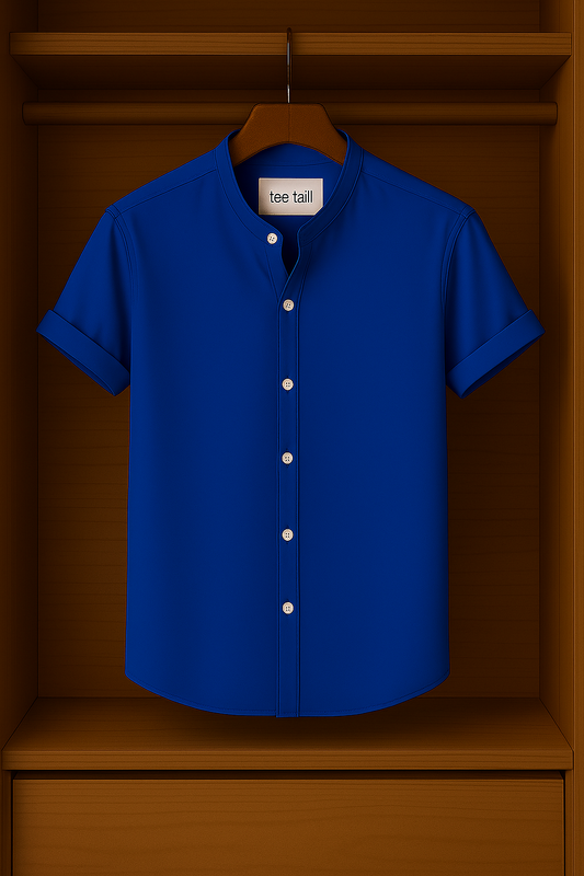 Mens Button Up Half Sleeve Shirt TTMBUS2 - Royal Blue