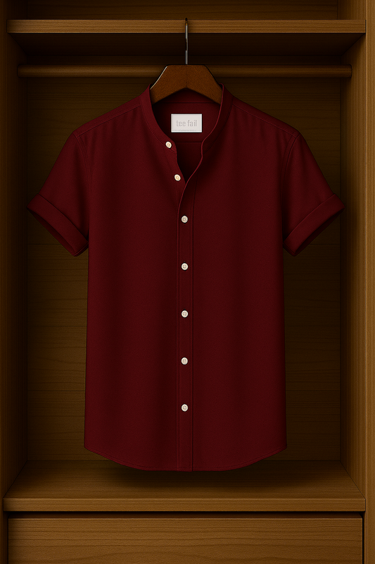 Mens Button Up Half Sleeve Shirt TTMBUS2 - Maroon