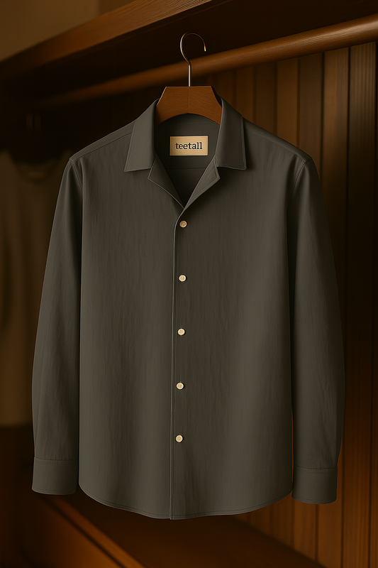 Mens Button Up Cotton Full Sleeve Shirt TTMBUS7 - Grey