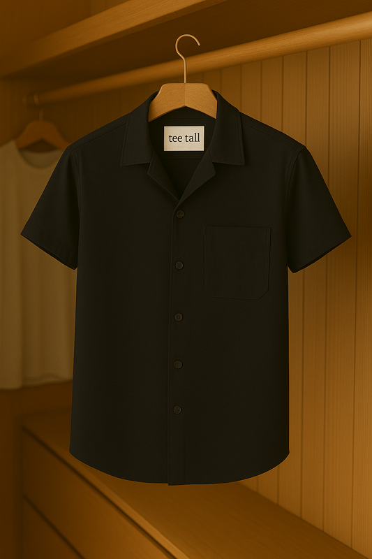 Mens Button Up Half Sleeve Shirt TTMBUS8 - Black