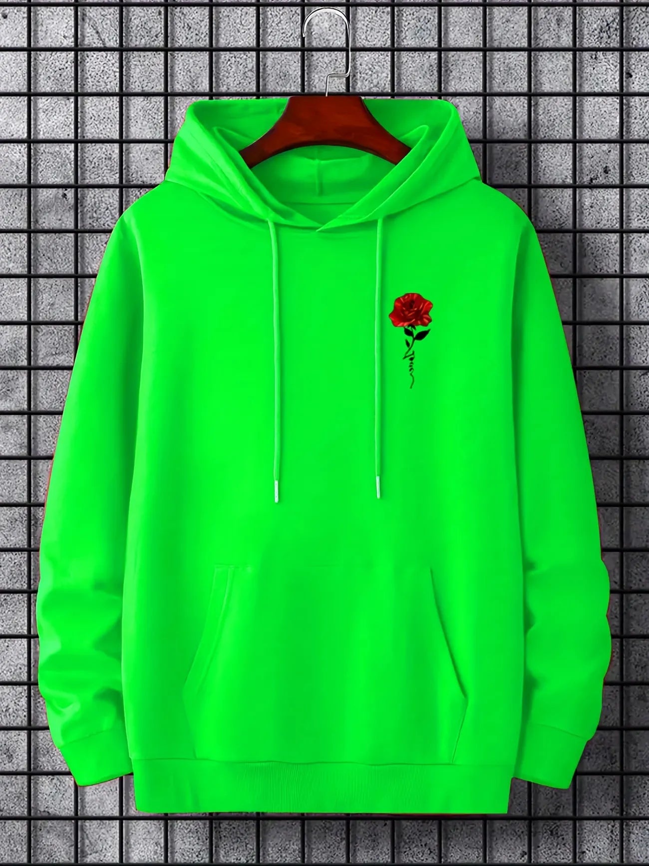 Tee Tall Mens Printed Kangaroo Hoodie TTMPKHPR4 Neon Green tee-tall-mens-printed-kangaroo-hoodie-ttmpkhpr4-neon-green
