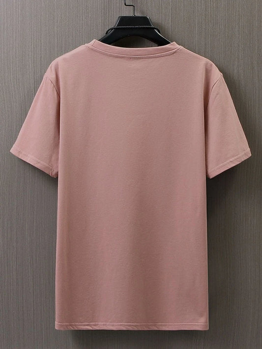 Mens Cotton Sticker Printed T-Shirt TTMPS4 - Pink