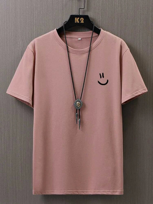 Mens Cotton Sticker Printed T-Shirt TTMPS4 - Pink