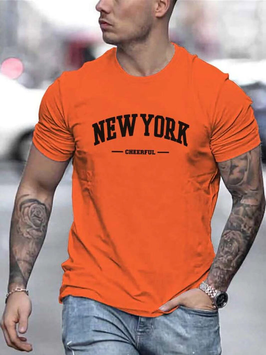 Mens Cotton Sticker Printed T-Shirt TTMPS1 - Orange