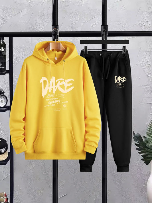 Mens Hoodie and Pants Set by Tee Tall - MHPSTT23 - Yellow Black