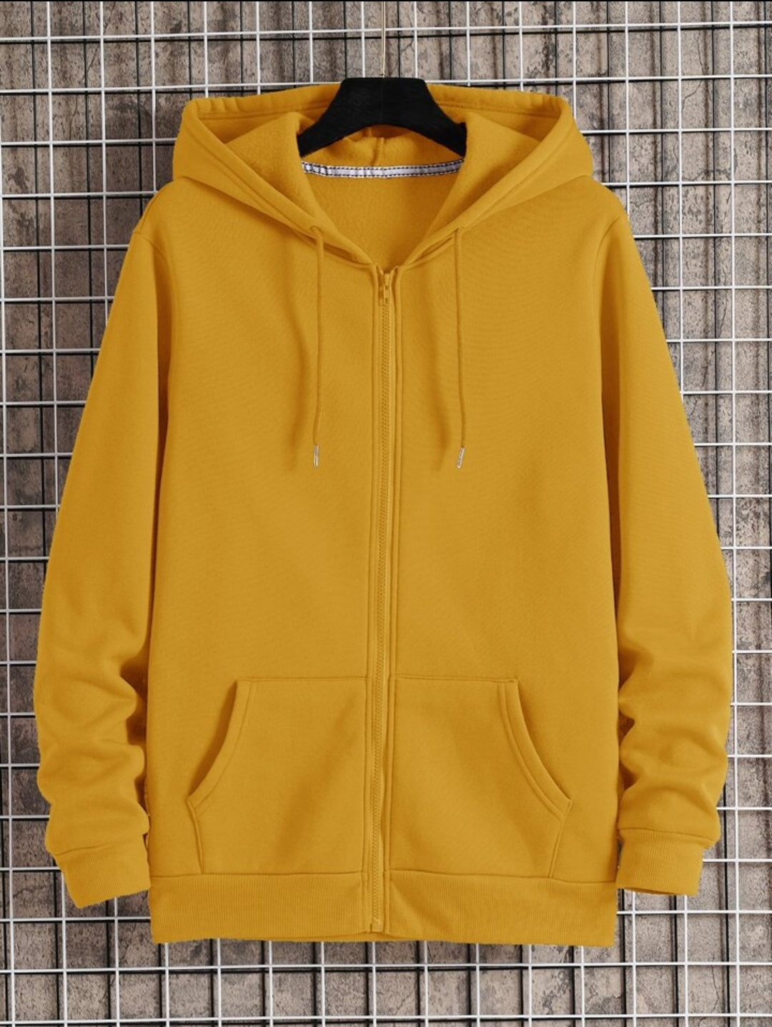 Tee Tall Mens Plain Zip Hooded Jacket TTZPHOJA Yellow