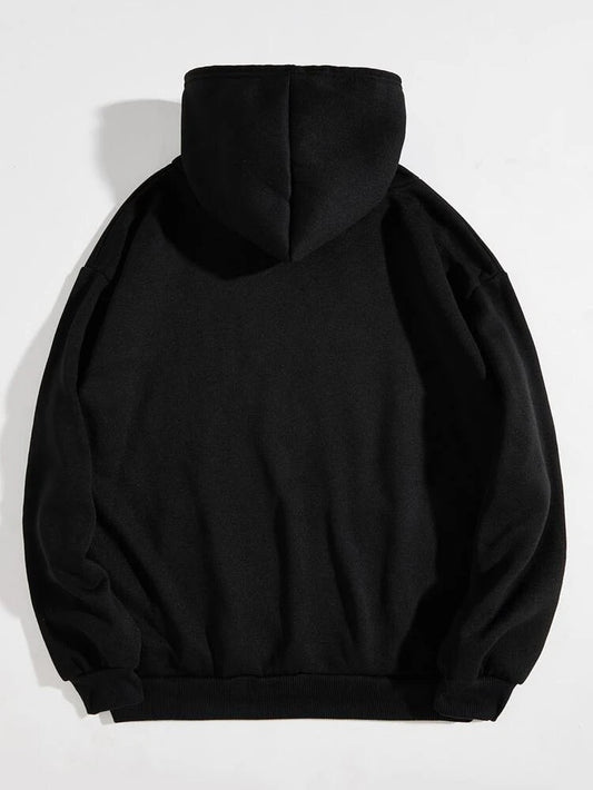 Groove Printed Kangaroo Pocket Hoodie APRIN49 - Black