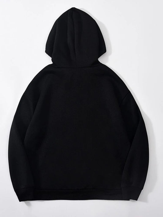 Groove Printed Kangaroo Pocket Hoodie APRIN31 - Black