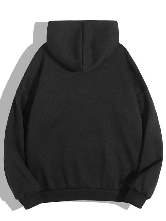 Groove Printed Kangaroo Pocket Hoodie APRIN45 - Black