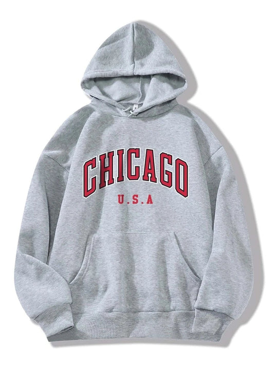 Groove Printed Kangaroo Pocket Hoodie APRIN38 - Grey