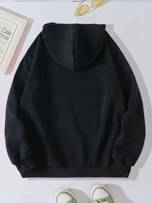 Groove Printed Kangaroo Pocket Hoodie APRIN50 - Black