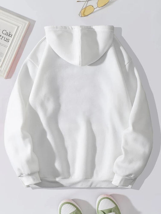 Groove Printed Kangaroo Pocket Hoodie APRIN47 - White