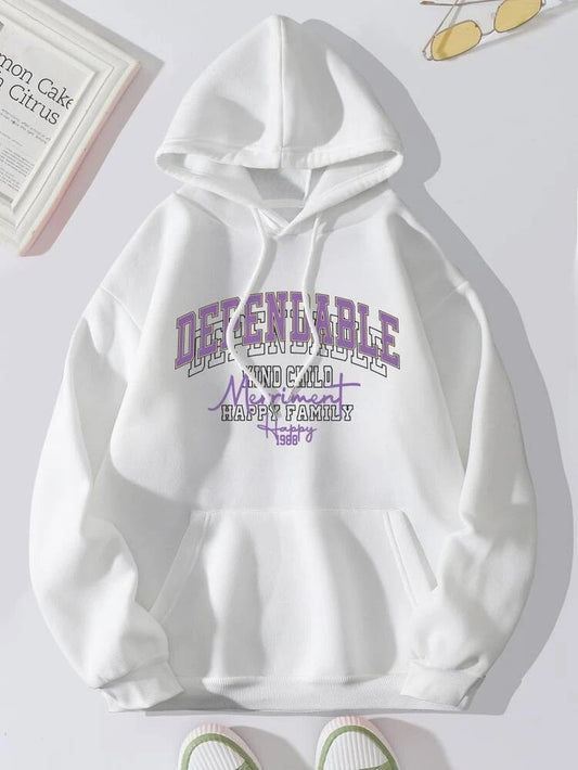 Groove Printed Kangaroo Pocket Hoodie APRIN47 - White