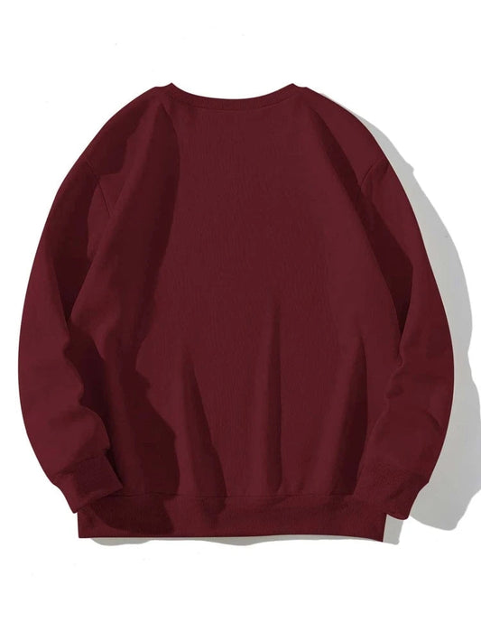 Groove Round Neck Printed Fleece Sweatshirt APRIN44 - Maroon