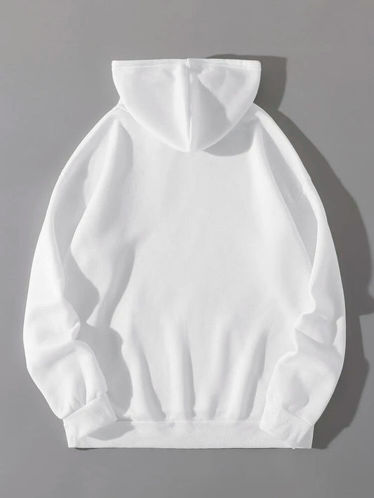 Groove Printed Kangaroo Pocket Hoodie APRIN46 - White