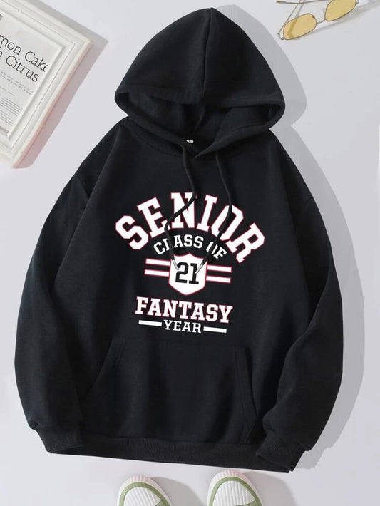 Groove Printed Kangaroo Pocket Hoodie APRIN50 - Black