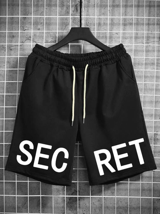 Mens Printed Cotton Shorts - GMPSR12 - Black
