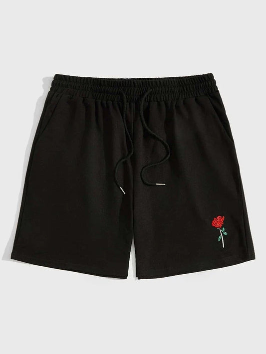 Mens Printed Cotton Shorts - GMPSR9 - Black