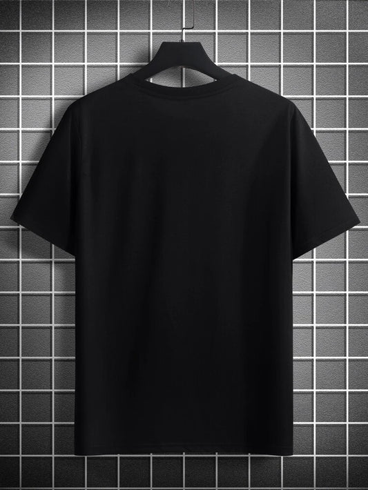 Mens Cotton Sticker Printed T-Shirt TTMPS61 - Black