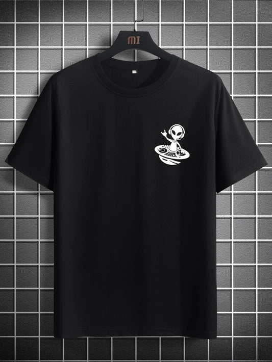 Mens Cotton Sticker Printed T-Shirt TTMPS61 - Black
