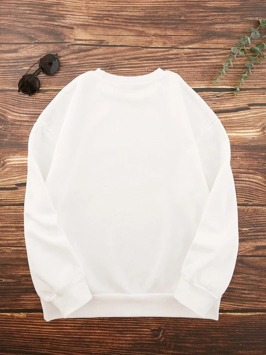 Groove Round Neck Printed Fleece Sweatshirt GRWPR1 - White