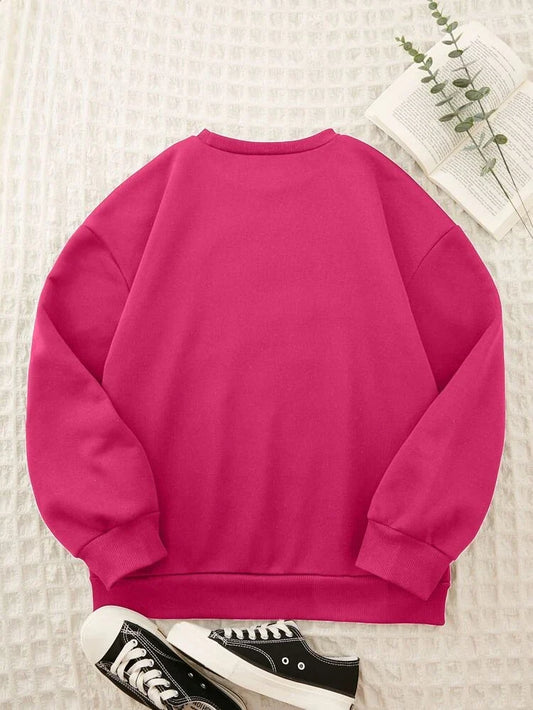 Groove Round Neck Printed Fleece Sweatshirt GRWPR1 - Pink