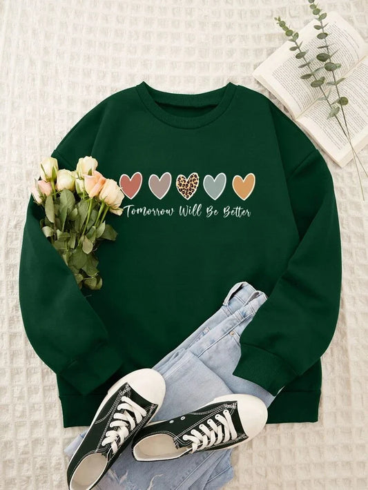 Groove Round Neck Printed Fleece Sweatshirt GRWPR1 - Green