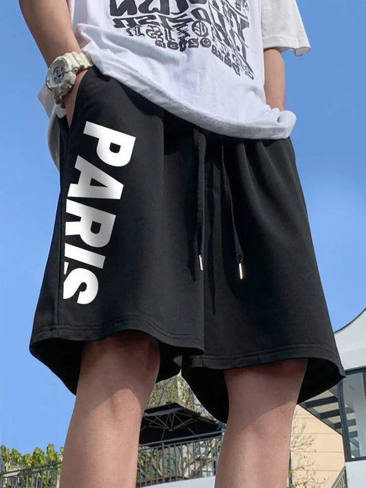 Mens Printed Cotton Shorts - GMPSR5 - Black
