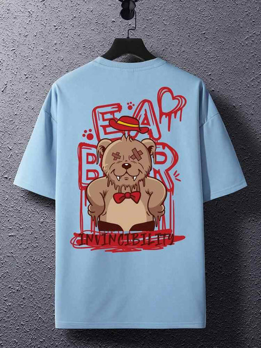 Mens Cotton Sticker Printed T-Shirt TTMPS57 - Light Blue