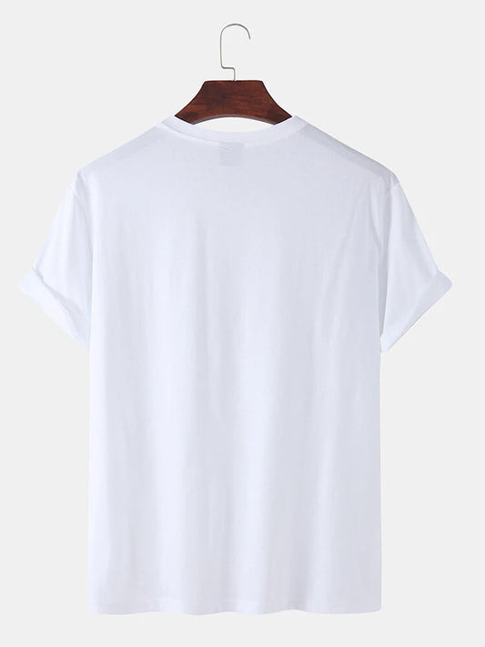 Mens Cotton Sticker Printed T-Shirt TTMPS47 - White