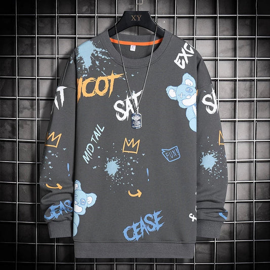 Mens Printed Sweatshirt GRMPR7 - Charcoal
