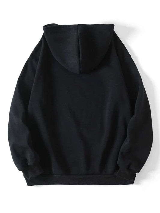Groove Printed Kangaroo Pocket Hoodie APRIN15 - Black