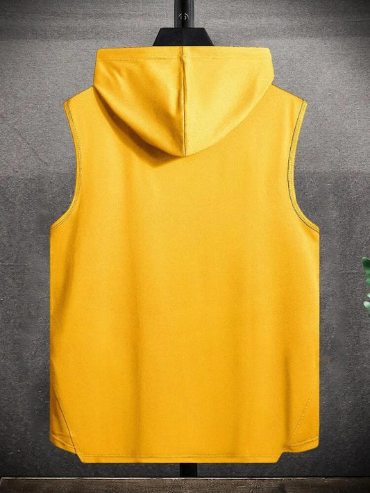 Mens Cotton SLHTS Hooded Sleeveless T-Shirt  - Yellow