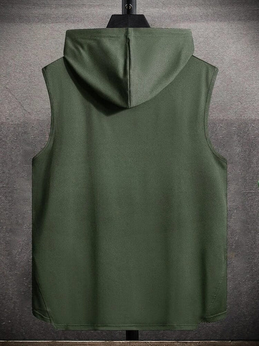 Mens Cotton SLHTS Hooded Sleeveless T-Shirt  - Green