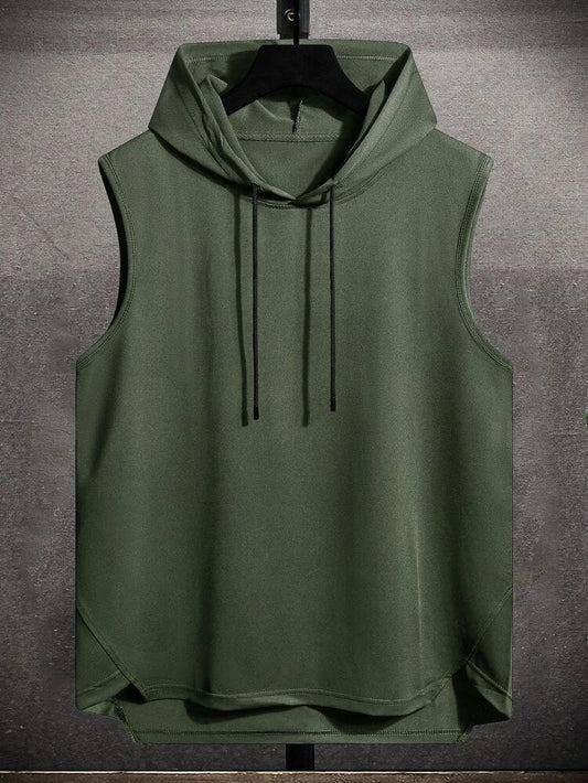 Mens Cotton SLHTS Hooded Sleeveless T-Shirt  - Green