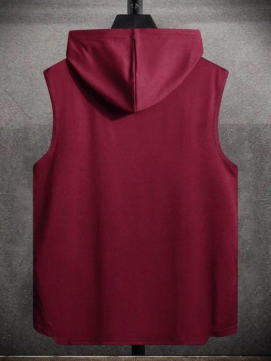 Mens Cotton SLHTS Hooded Sleeveless T-Shirt  - Maroon