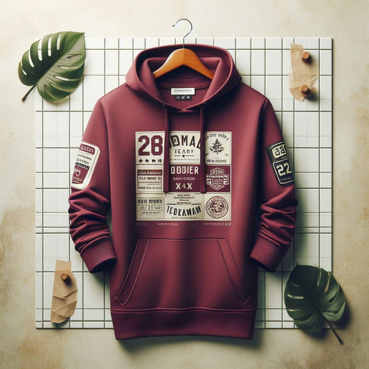 Mens Printed Kangaroo Hoodie GRMPRKH10 - Maroon