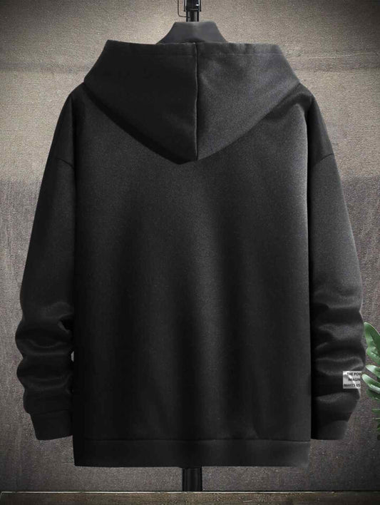 Mens Printed Kangaroo Hoodie GRMPRKH2 - Black