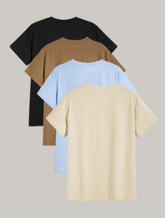 Mens 4 Plain Round Neck T-Shirt Bundle M4PTBU1
