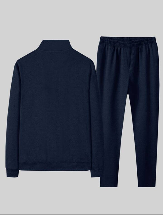 Mens Plain Zip Jacket and Pants Set by Tee Tall - MPBOZJSET2 - Navy Blue