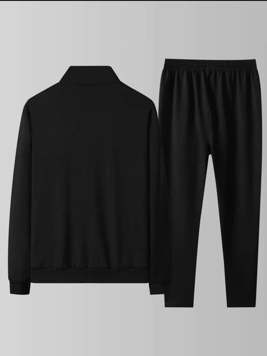 Mens Plain Zip Jacket and Pants Set by Tee Tall - MPBOZJSET2 - Black