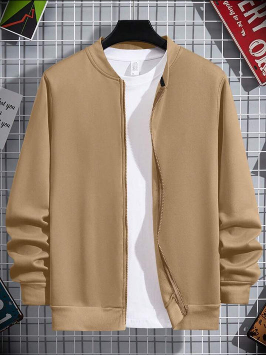 Tee Tall Mens Fleece Bomber ZODA Zip Jacket - Cream