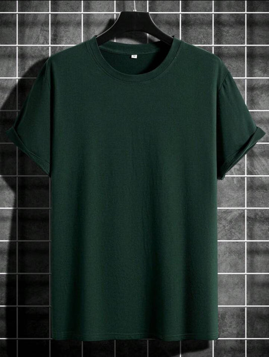 Mens Cotton Half Sleeve Round Neck T-Shirt TTHSRNTS - Green