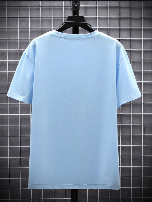 Mens Cotton Half Sleeve Round Neck T-Shirt TTHSRNTS - Light Blue